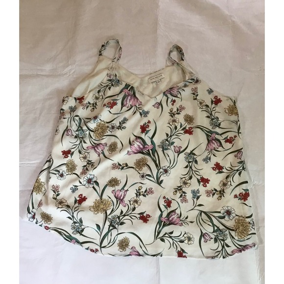 Skies Are Blue Tops - Skies Are Blue Curvy Floral Cami Top White Pink V-Neck Adjustable Straps 1X